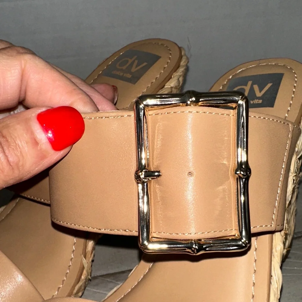 Dolce Vita Tan Espadrille‎ Wedge Sandals with Buckle Straps